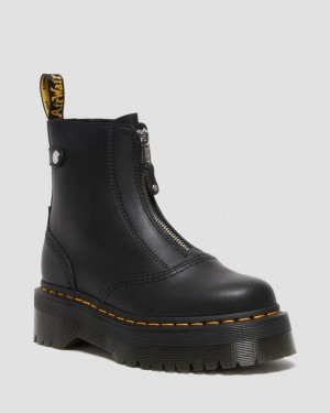 Black Women's Dr Martens Jetta Zipped Sendal Leather Platform Boots | USA_Dr78513