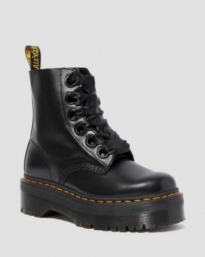 Black Women's Dr Martens Molly Women's Leather Platform Boots | USA_Dr51086