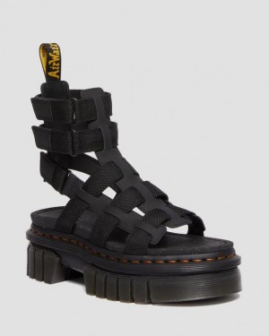 Black Women's Dr Martens Ricki Leather Platform Gladiator Sandals | USA_Dr85128