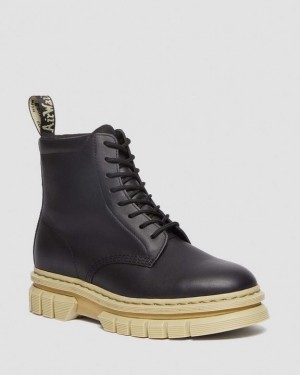 Black Women's Dr Martens Rikard Contrast Sole Platform Lace Up Boots | USA_Dr93601