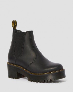 Black Women's Dr Martens Rometty Wyoming Leather Chelsea Platform Shoes | USA_Dr96774