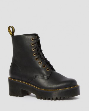 Black Women's Dr Martens Shriver Hi Women's Wyoming Leather Heeled Boots | USA_Dr44886