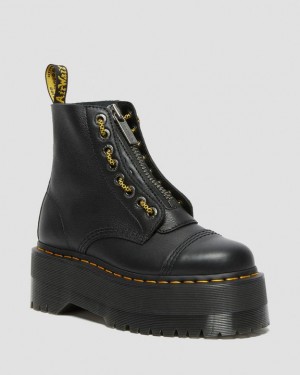 Black Women's Dr Martens Sinclair Max Pisa Leather Platform Boots | USA_Dr53111