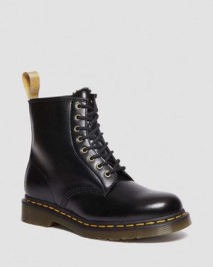 Black Women's Dr Martens Vegan 1460 Faux Fur Lined Lace Up Boots | USA_Dr67443