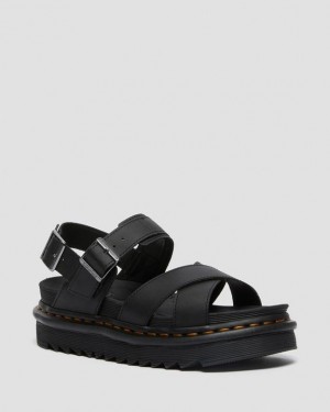 Black Women's Dr Martens Voss II Women's Leather Strap Sandals | USA_Dr70978