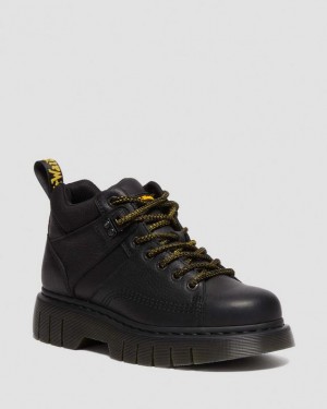 Black Women's Dr Martens Woodard Grizzly Leather Low Casual Boots | USA_Dr56318