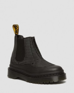 Black / Black / White Women's Dr Martens 2976 Beta Bex Grid Chelsea Boots | USA_Dr14924