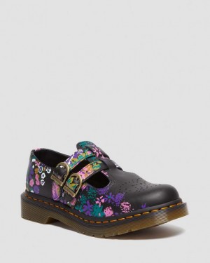 Black / Multicolor Women's Dr Martens 8065 Vintage Floral Leather Mary Jane Shoes | USA_Dr38615