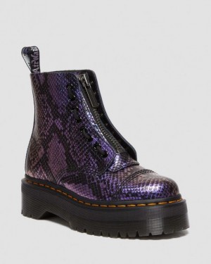 Black / Multicolor Women's Dr Martens Sinclair Snake Print Emboss Leather Platform Boots | USA_Dr31415