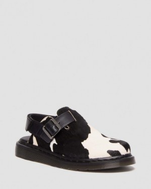 Black / White Men's Dr Martens Jorge II Hair-on Animal Print Slingback Sandals | USA_Dr75605