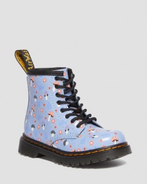 Blue Kids' Dr Martens Toddler 1460 Patent Woodland Lace Up Boots | USA_Dr65990