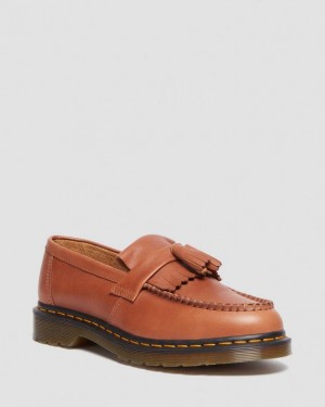 Brown Men's Dr Martens Adrian Carrara Leather Tassel Shoes | USA_Dr65763