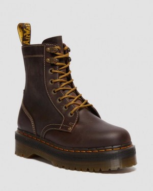 Brown Men's Dr Martens Jadon Boot Arc Crazy Horse Platform Shoes | USA_Dr57251