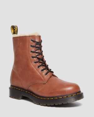 Brown Women's Dr Martens 1460 Serena Women's Faux Fur-Lined Leather Boots | USA_Dr90891