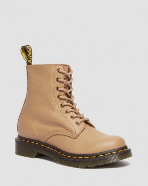 Brown Women's Dr Martens 1460 Women's Pascal Virginia Leather Boots | USA_Dr48382