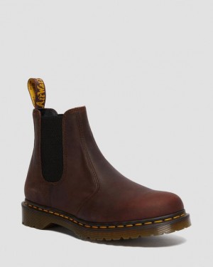 Brown Women's Dr Martens 2976 Waxed Full Grain Leather Chelsea Boots | USA_Dr88825