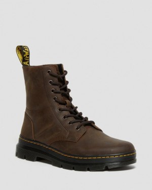 Brown Women's Dr Martens Combs Crazy Horse Leather Casual Boots | USA_Dr97233