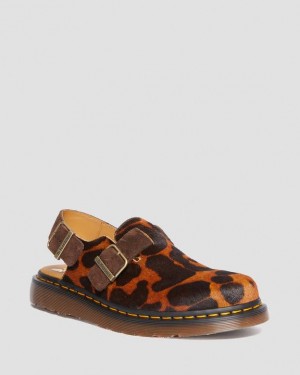 Brown / Black Men's Dr Martens Jorge Made in England Hair On Slingback Mule Sandals | USA_Dr17048