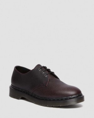 Burgundy Men's Dr Martens 1461 Pebble Grain Leather Oxford Shoes | USA_Dr58445