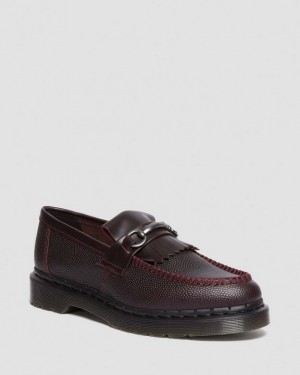 Burgundy Men's Dr Martens Adrian Snaffle Pebble Grain Leather Kiltie Shoes | USA_Dr53228