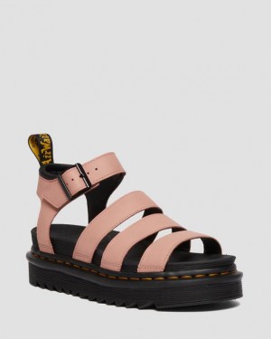 Coral Beige Women's Dr Martens Blaire Women's Pisa Leather Strap Sandals | USA_Dr30998