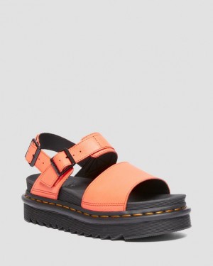 Coral Women's Dr Martens Voss Pisa Leather Strap Sandals | USA_Dr43685