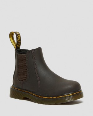 Dark Brown Kids' Dr Martens Toddler 2976 Wildhorse Leather Chelsea Boots | USA_Dr48820