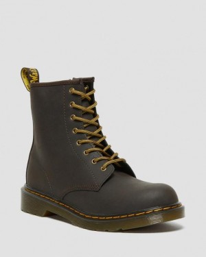 Dark Brown Kids' Dr Martens Youth 1460 Wildhorse Leather Lace Up Boots | USA_Dr30188