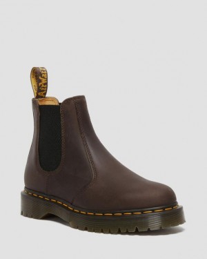 Dark Brown Men's Dr Martens 2976 Bex Crazy Horse Chelsea Platform Shoes | USA_Dr93307