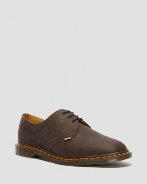 Dark Brown Men's Dr Martens Archie II JJJJound Crazy Horse Leather Lace Up Shoes | USA_Dr49119