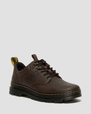 Dark Brown Men's Dr Martens Reeder Crazy Horse Leather Utility Shoes | USA_Dr65276