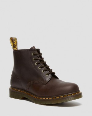 Dark Brown Women's Dr Martens 101 Crazy Horse Leather Ankle Boots | USA_Dr20136