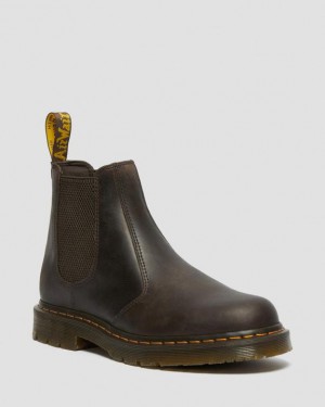 Dark Brown Women's Dr Martens 2976 Slip Resistant Leather Chelsea Boots | USA_Dr37965