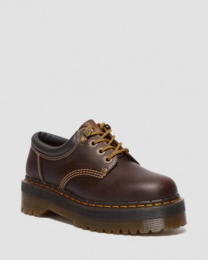 Dark Brown Women's Dr Martens 8053 Arc Crazy Horse Leather Platform Casual Shoes | USA_Dr30335