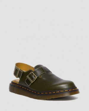 Dark Green Men's Dr Martens Jorge Made in England Classic Leather Slingback Shoes | USA_Dr79752