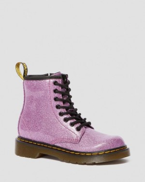 Dark Pink Kids' Dr Martens Junior 1460 Glitter Lace Up Boots | USA_Dr92387