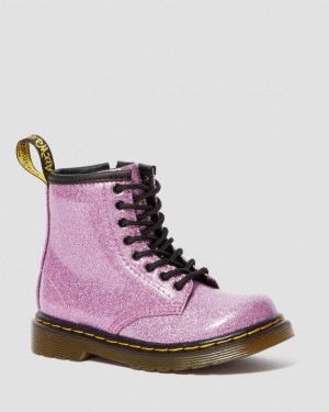 Dark Pink Kids' Dr Martens Toddler 1460 Glitter Lace Up Boots | USA_Dr52611