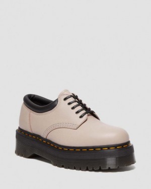 Grey Brown Women's Dr Martens 8053 Pisa Leather Platform Casual Shoes | USA_Dr83785