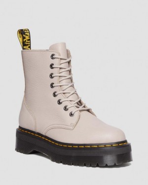 Grey Brown Women's Dr Martens Jadon III Boot Pisa Leather Platforms Boots | USA_Dr46238