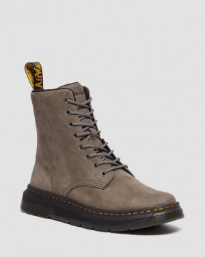 Grey Women's Dr Martens Crewson Nubuck Leather Everyday Boots | USA_Dr77178