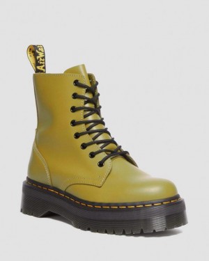 Olive Men's Dr Martens Jadon Boot Smooth Leather Platform Shoes | USA_Dr70234