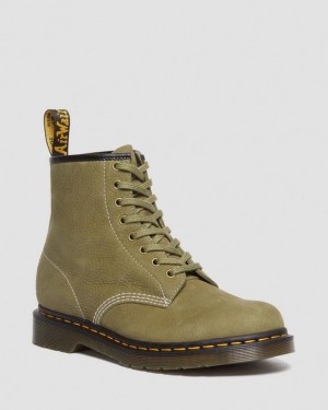 Olive Women's Dr Martens 1460 Tumbled Nubuck Leather Lace Up Boots | USA_Dr71650