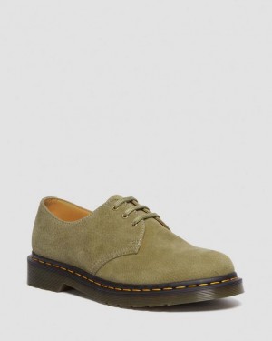 Olive Women's Dr Martens 1461 Tumbled Nubuck Leather Oxford Shoes | USA_Dr96801