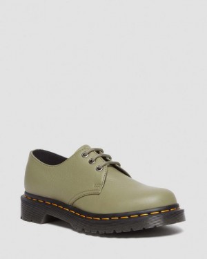 Olive Women's Dr Martens 1461 Women's Virginia Leather Oxford Shoes | USA_Dr75236