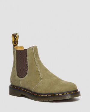 Olive Women's Dr Martens 2976 Tumbled Nubuck Leather Chelsea Boots | USA_Dr39279