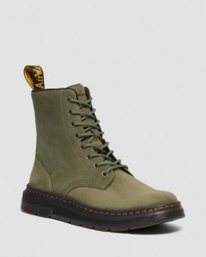 Olive Women's Dr Martens Crewson Nubuck Leather Everyday Boots | USA_Dr56485