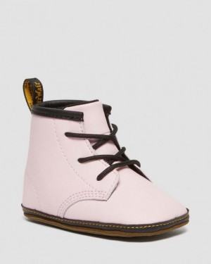 Pink Kids' Dr Martens Newborn 1460 Auburn Leather Booties Boots | USA_Dr83848