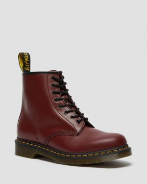 Pink Red Women's Dr Martens 1460 Smooth Leather Lace Up Boots | USA_Dr10657