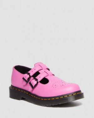 Pink Women's Dr Martens 8065 Virginia Leather Mary Jane Shoes | USA_Dr71392