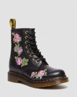 Pink / Black Women's Dr Martens 1460 Vonda II Women's Embroidered Floral Boots | USA_Dr77138